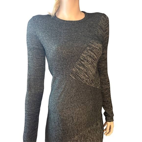 Rag & Bone Knot Tonal Blocked Mini Sweater Dress Rayon Blend Black Grey NWOT - Picture 4 of 16